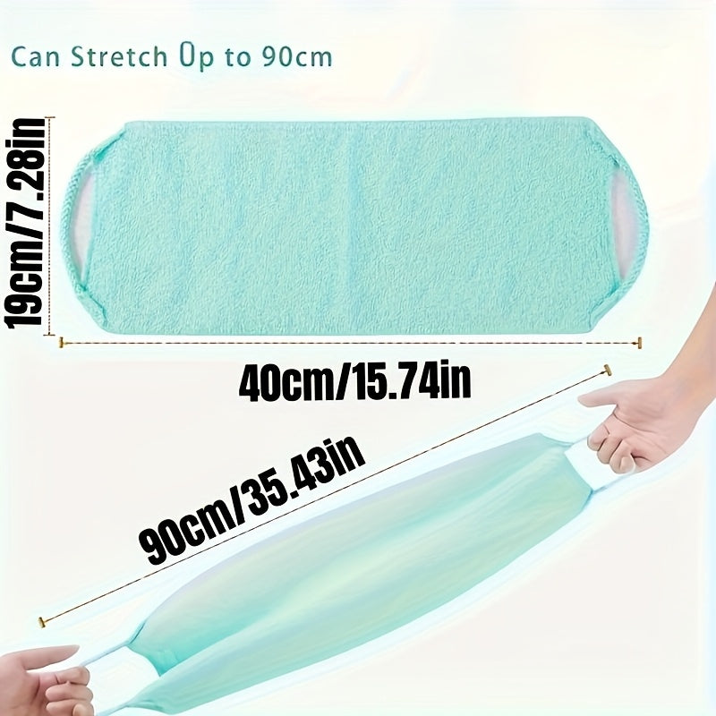 Stretchable Nylon Exfoliating Back Scrubber Gloves with Handles - Dual-Layer Body Scrub Cloth for Shower, Skin Cleaning, and Massage - Quick-Dry Towel for Men and Women