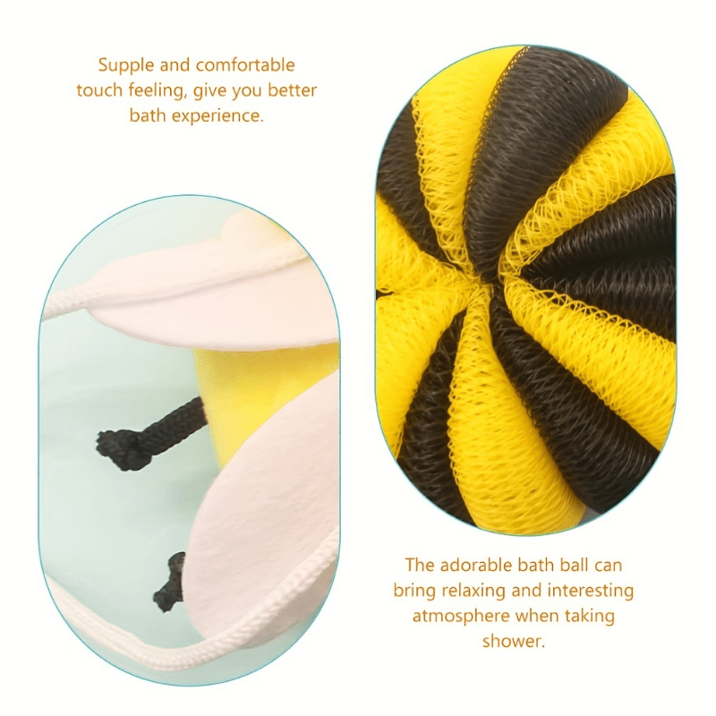 Bee Loofah Sponge Cartoon Bee Bath Sponge Shower Sponge Balls Shower Washing Exfoliating