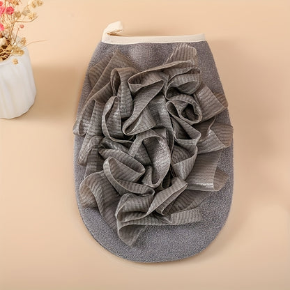 1pc Unscented Double-Sided Exfoliating Gloves - Soft, Nonslip Bath Mittens with Ruffled Design, Ideal for Dead Skin Removal, Bathroom Essentials, Bathroom Essentials|Ruffled Texture|Nonslip Mittens